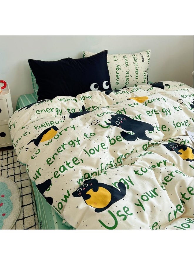 طقم ملاءات من القطن مكون من 4 قطع بتصميم كرتوني أنيمي مريح هدية ليوم الأطفال وهدية عيد ميلاد - Image 1