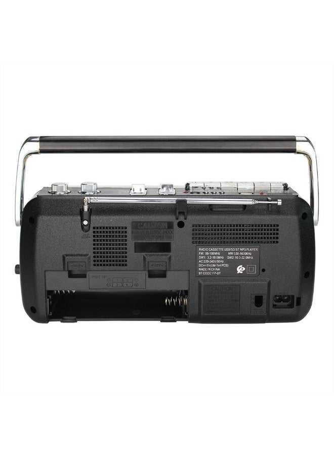 REFURA Radio Cassette Recorder 30W Black | Supports USB / FM / SW1 / SW2-4 Band / Earphone Jack M-50 - Image 3