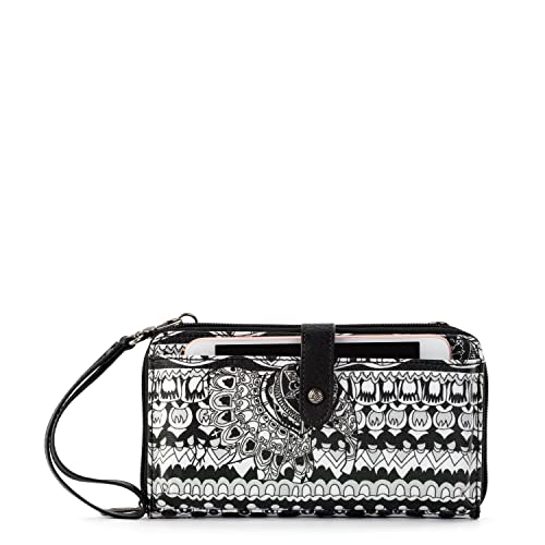 Sakroots Womens Canvas, Large Smartphone Crossbody Bag in Coated Canvas Convertible Purse with Detachable Wristlet Strap I, Black & White One World, One Size US - Image 1