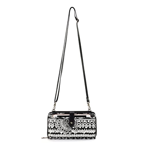 Sakroots Womens Canvas, Large Smartphone Crossbody Bag in Coated Canvas Convertible Purse with Detachable Wristlet Strap I, Black & White One World, One Size US - Image 4