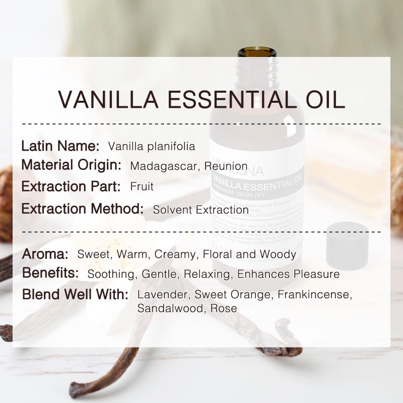 MUNUSNA Vanilla Essential Oil, 100% Natural and Pure Vanilla Oil for Skin Care, 100ML Premium Grade Essential Oils Aromatherapy Scented Oils for Diffuser, Humidifier, Home, Candle Soap Making - Image 3