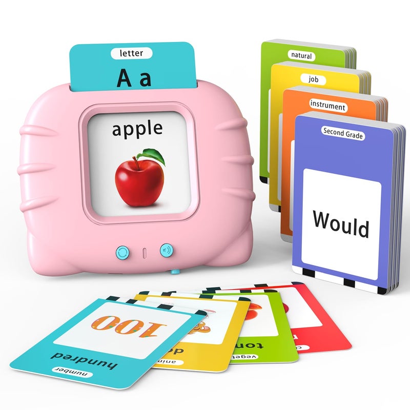 Lapare Audible Flash Cards Toys for Toddlers 2 3 4 5 6 Learn ABC Letters Numbers 0100PhrasesObjects Adjectives and More Dolch Sight Words 280 Cards with 560 WordsPhrases Pink - Image 2