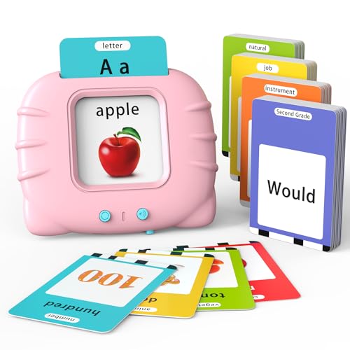 Lapare Audible Flash Cards Toys for Toddlers 2 3 4 5 6 Learn ABC Letters Numbers 0100PhrasesObjects Adjectives and More Dolch Sight Words 280 Cards with 560 WordsPhrases Pink - Image 1