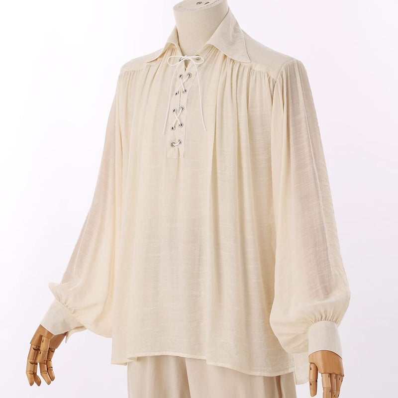 GRACEART Men Pirate Shirt Women Vampire Renaissance Shirts Victorian Ruffled Medieval Costume Cotton Linen Shirt - Image 3
