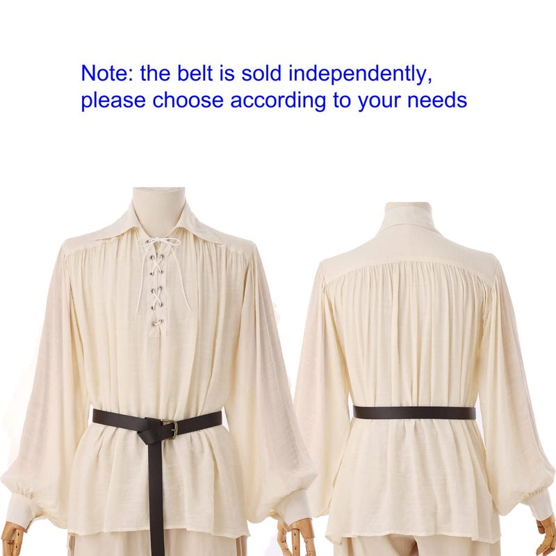 GRACEART Men Pirate Shirt Women Vampire Renaissance Shirts Victorian Ruffled Medieval Costume Cotton Linen Shirt - Image 4
