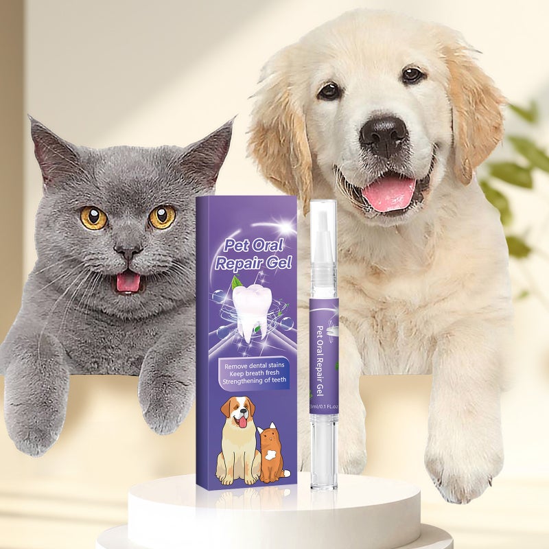 2PCS removes oral gas and odor tartar pet repair gel, cat and dog fresh and bright teeth cleaning and care pen - Image 2