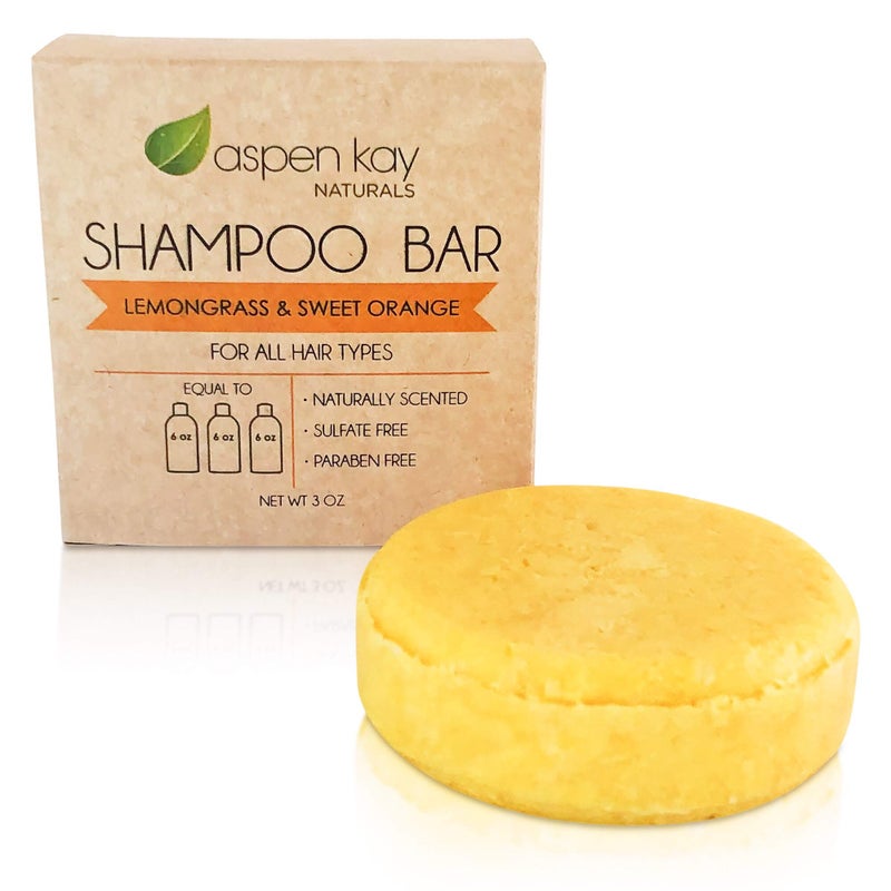 Aspen Kay Naturals Moroccan Argan Oil Shampoo Bar, Organic, Vegan, Volumizing Shampoo for Curly or Straight Hair. Citrus Scent, Paraben & Sulfate Free, Made in USA - 3 oz.