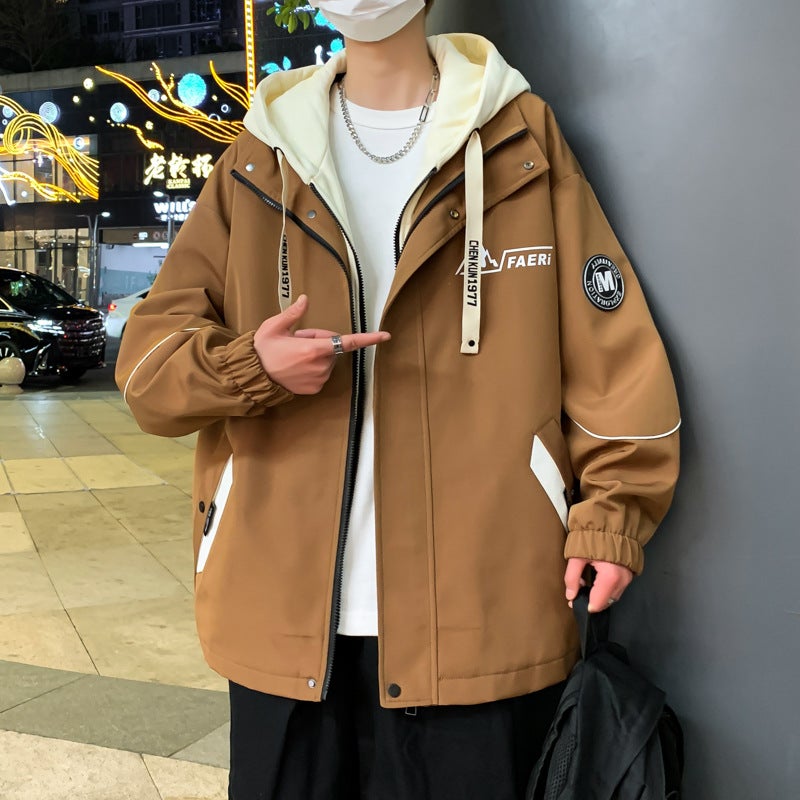 Hooded Jacket Men'S Korean-Style Fake Two-Piece Jacket Men'S Teenager All-Match Student Top Men'S Trendy - Image 3
