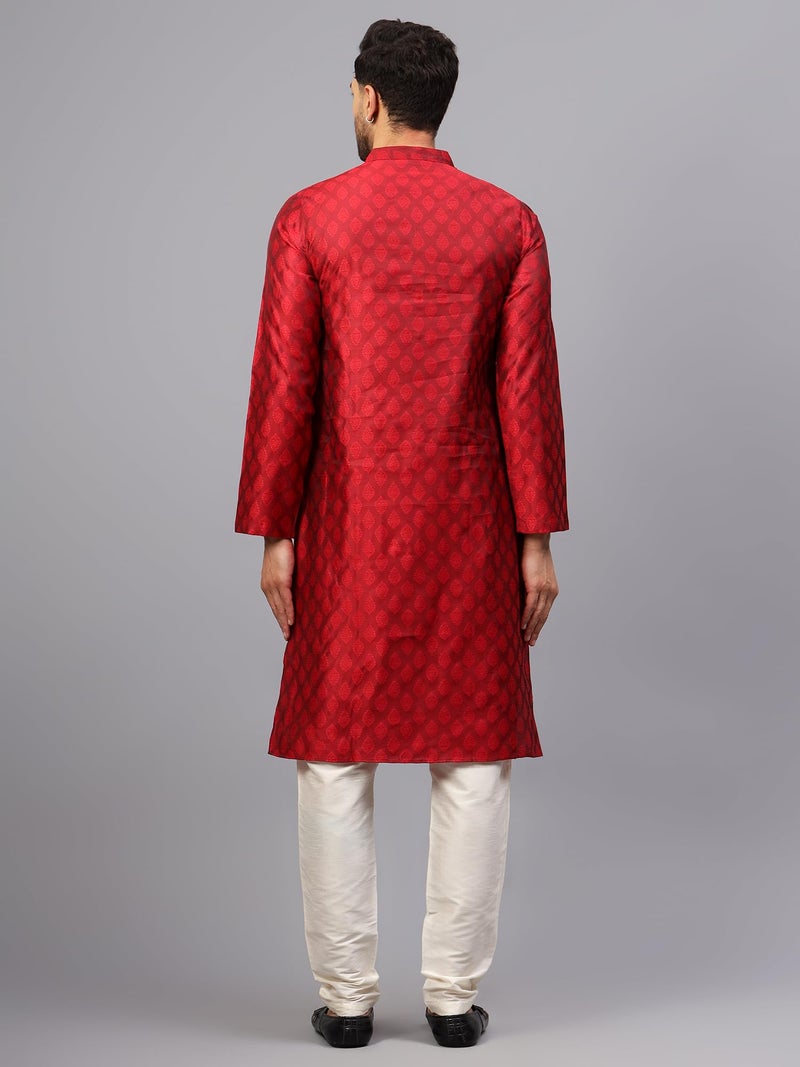 LATEST CHIKAN Men’s Silk Chikankari Kurta with Cream Churidar | Festive Set - KP-SB-R2-46 - Image 3