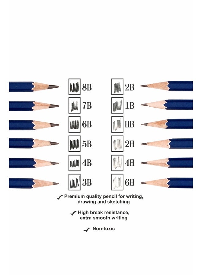 Dolphin Artistic Sketching Pencil Set – Mixed Graphite Grades, Smooth Shading & Drawing Pencils in Metal Tin for Art & Illustration - Image 2