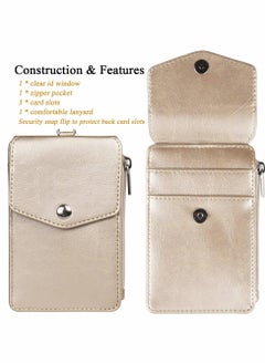 Excefore Badge Holder with Zipper PU Leather ID Card Wallet 1 Clear Window and 3 Slots Secure Cover Nylon Lanyard for Office School ID, Credit Cards, Driver Licence  - Image 2