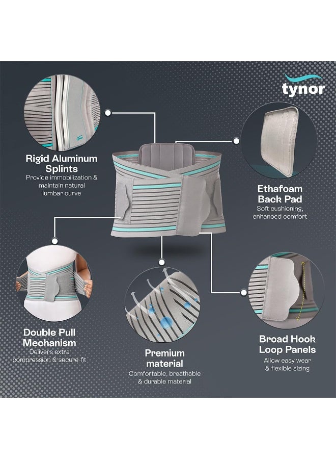 TYNOR Contoured L.S. Support, for Lower Back Pain Relief & Posture Correction | Adjustable Lumbar Brace for Daily Comfort for Men & Women | Tailbone Back Posture Corrector, (Grey, Medium) - Image 3