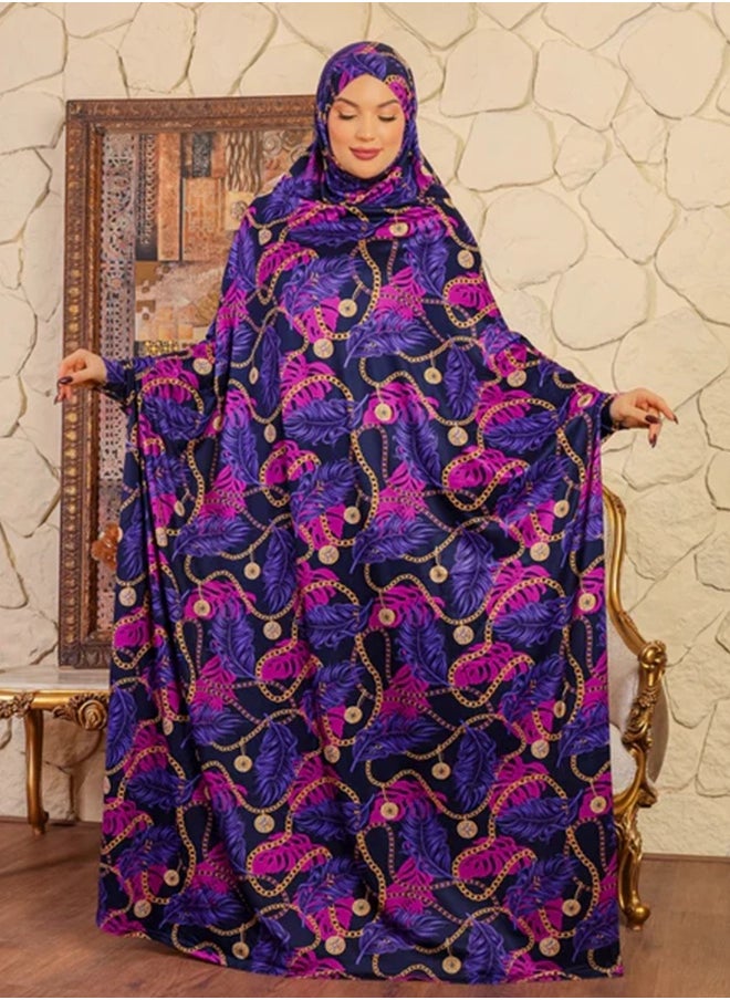 زمرد - ثوب صلاة بحريني - مطبوع عملي مع غطاء الرأس من زمرد فاشون - Image 1