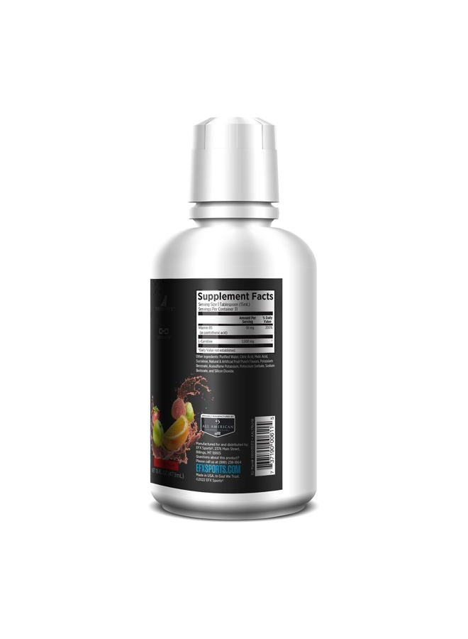 L-Carnitine Liquid 1500mg, Improve Performance and Strength, Vitamin B5 (31 Servings, Fruit Punch)