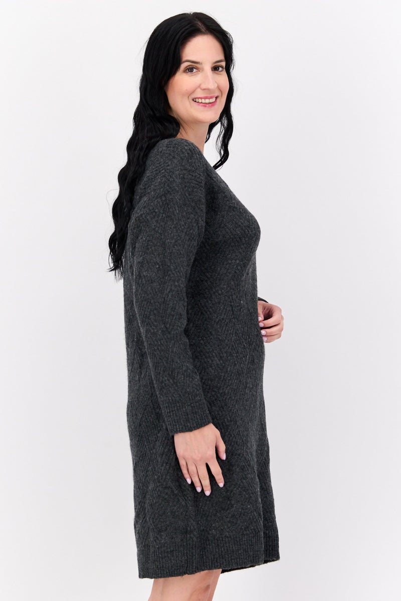 Black Tape فستان ميني كاجوال مزخرف للنساء بمقاسات كبيرة، رمادي غامق - Image 2