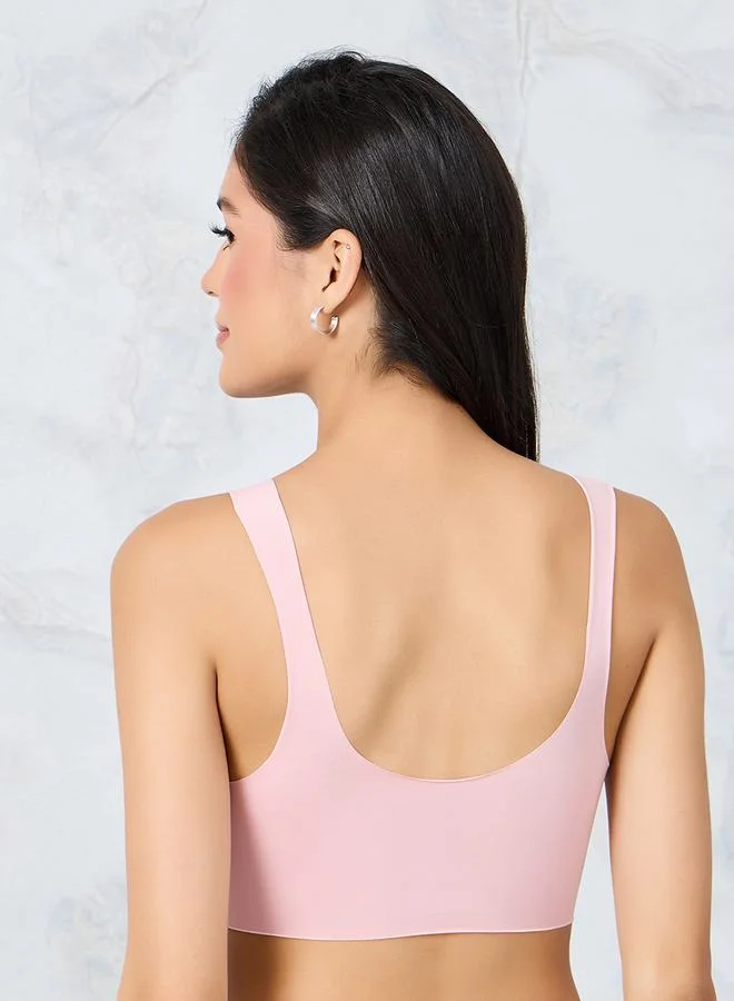 Styli Pack of 3- Solid Padded Seamless Crop Top