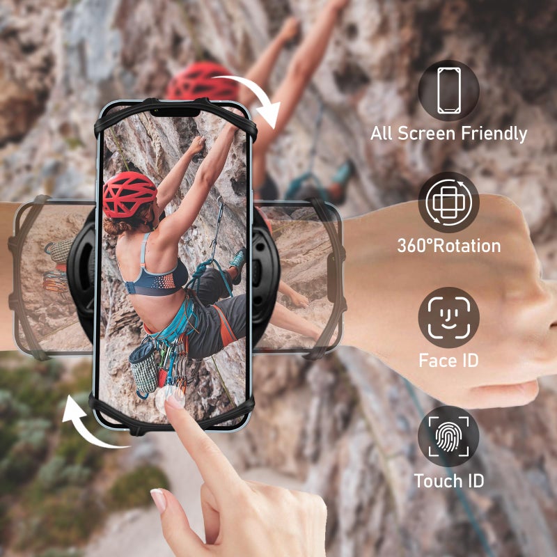 HLOMOM Wristband Phone Holder for Running,Forearm Armbands 360Â° Rotatable & Detachable Compatible with All 4.5-7 inch Cellphone for iPhone 16/15/14/Pro/ProMax/13/12/11/mini/XS/XR,for Workout Jogging - Image 3