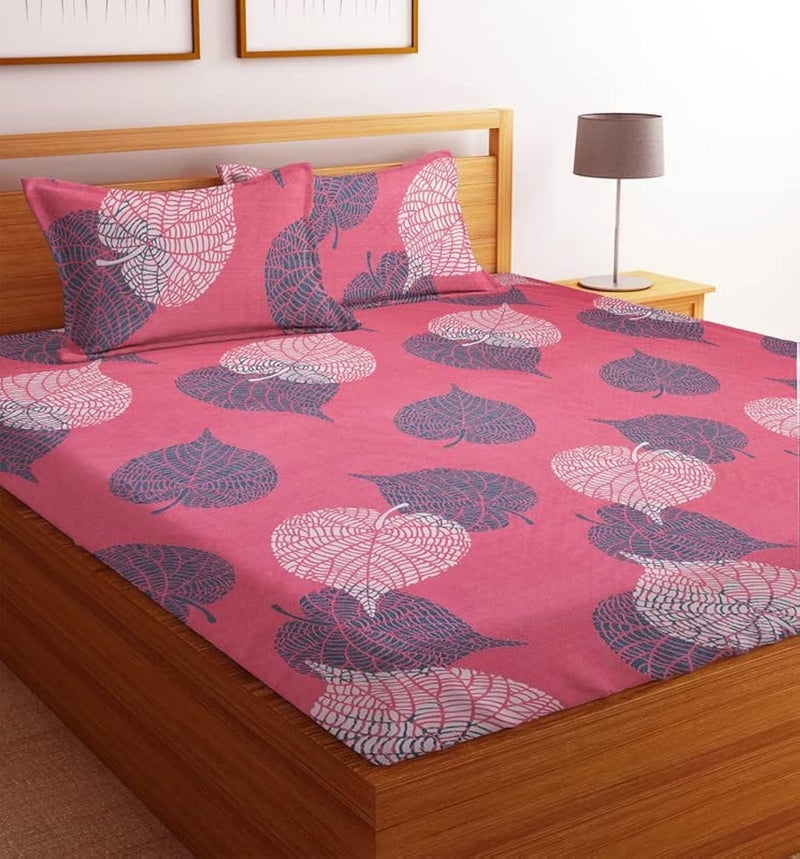 BSB مجموعة BSB HOME Prime 160tc من الألياف الدقيقة القطنية القابلة للتنفس والمريحة للغاية مع غطاءين وسادة بحجم كينج - وردي ورمادي - Image 4