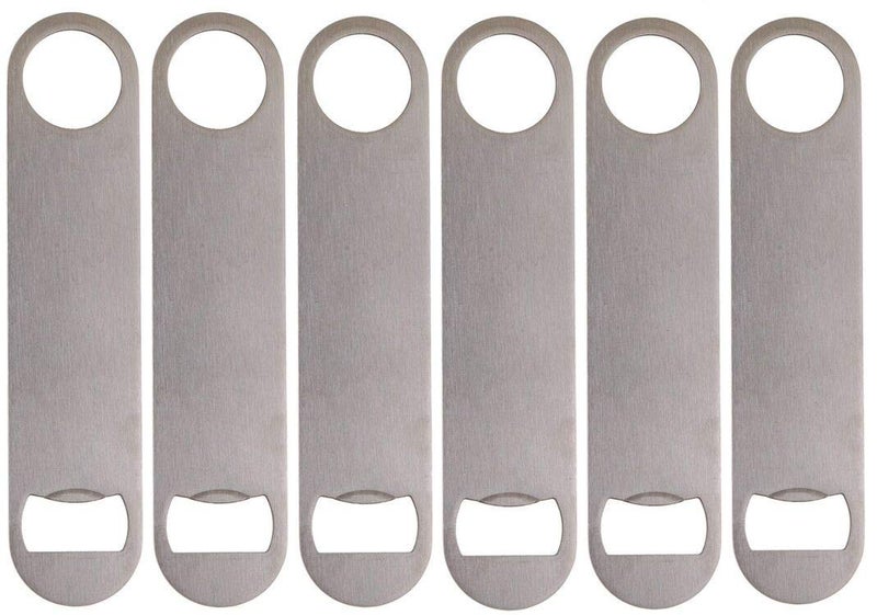 Stainless Steel Flat Bottle Opener 6 Pack Silver Heavy Duty Beer Bottle Opener for Kitchen Bar or Restaurant 6