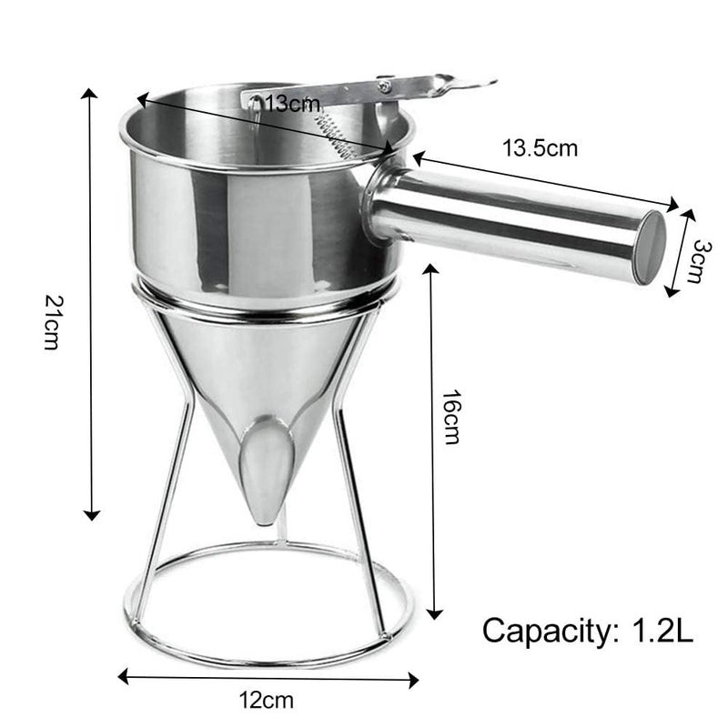 V TRIVYOM Stainless Steel Pancake Batter Dispenser with StandFunnel Cake Dispenser with StandBaking Tool for Cupcake Waffles Muffin Mix Crepes Cake - Image 5