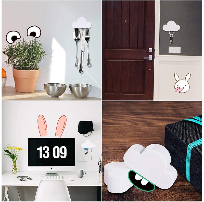 Hyzone Creative and Colorful Decorative Cloud-Shaped Magnet Keychains, Perfect for Door, Entryway Decorative Wall Mount Holder for Key (White) - Image 4