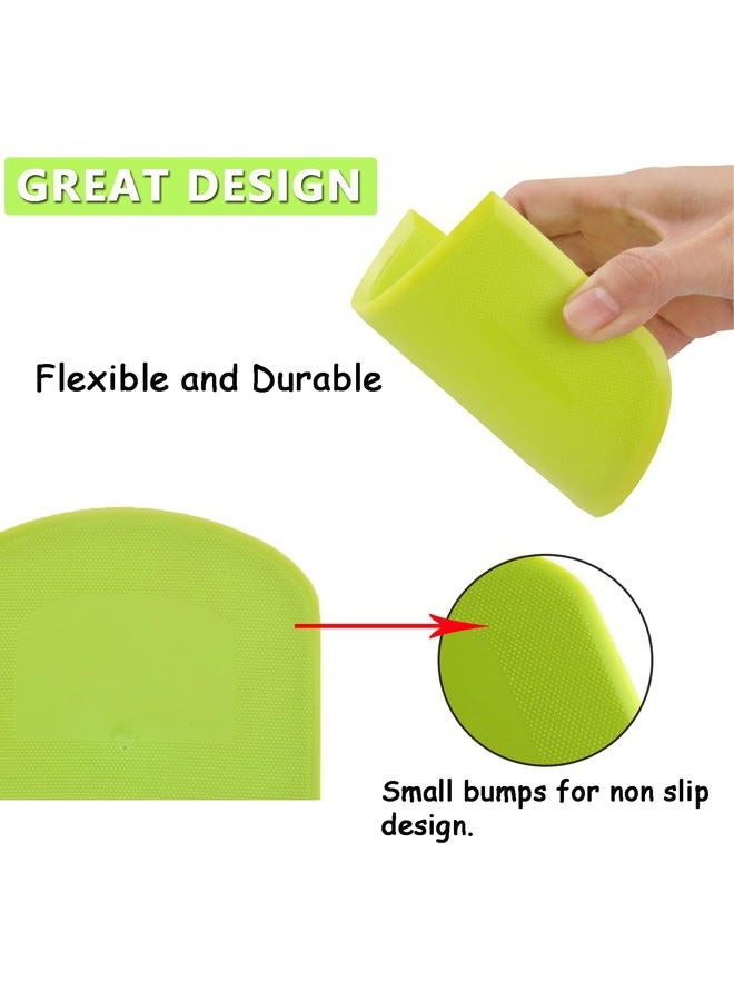 WAFJAMF 2 PCS Plastic Dough Scraper Bowl Scraper, Food-Grade Bench Scraper, Flexible Dough Cutter, Multipurpose Food Scrappers for Bread, Cake, Cream, Fondant(White+Green) - Image 3