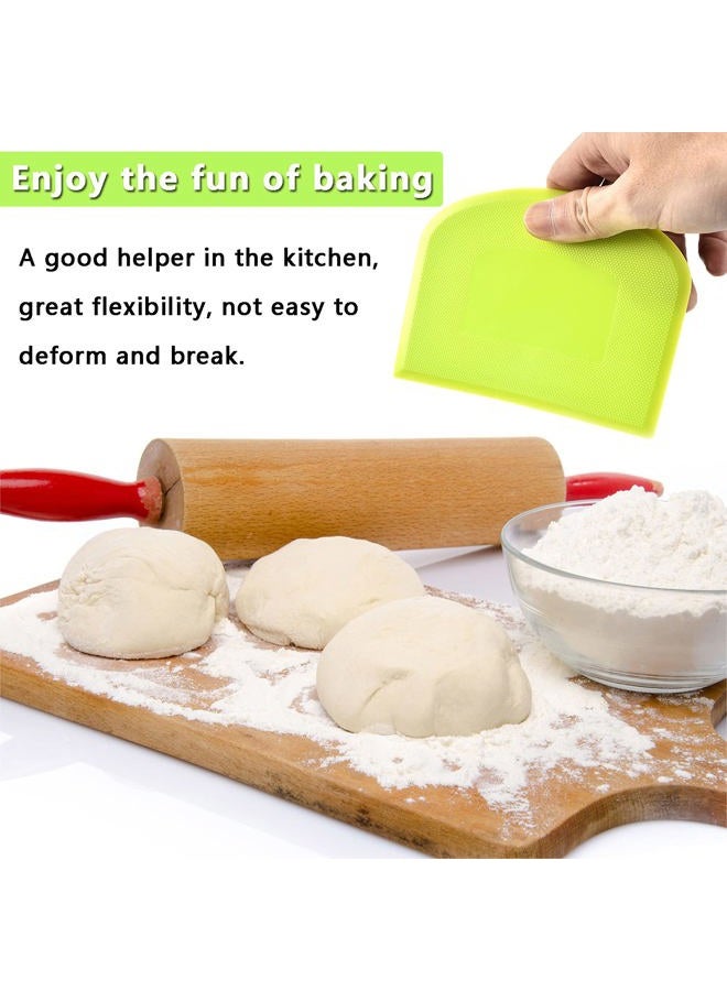 WAFJAMF 2 PCS Plastic Dough Scraper Bowl Scraper, Food-Grade Bench Scraper, Flexible Dough Cutter, Multipurpose Food Scrappers for Bread, Cake, Cream, Fondant(White+Green) - Image 2