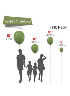 PartyWoo Sage Green Balloons, 140 pcs Boho Green Balloons Different Sizes Pack of 18 Inch 12 Inch 10 Inch 5 Inch Matte Green Balloons for Balloon Garland Balloon Arch as Party Decorations, Green-F11 - pzsku/ZCDF9703D7FC1727DA7DCZ/45/_/1736426632/b63524a7-7acf-4867-b4b2-3fa6a5e23b9a