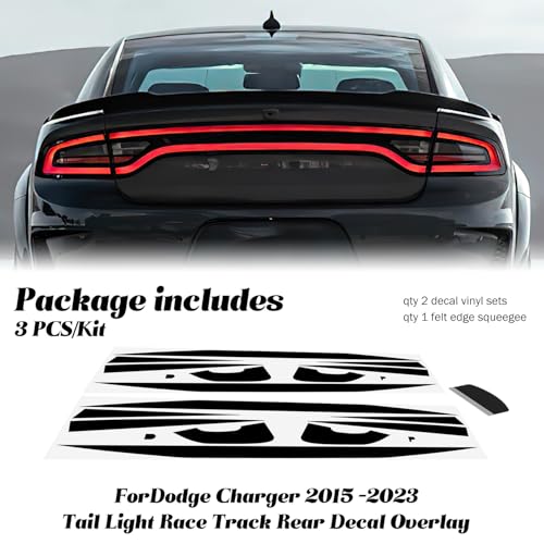 Camoo Tail Light Race Track Bat Vinyl Overlay Decal Cover Exterior Accessories for Dodge Charger Compatible with SXT/RT/SRT/Scat Models 2015-2023 - Image 2