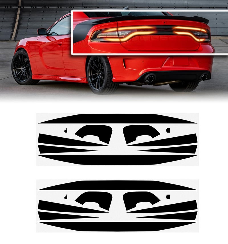 Camoo Tail Light Race Track Bat Vinyl Overlay Decal Cover Exterior Accessories for Dodge Charger Compatible with SXT/RT/SRT/Scat Models 2015-2023 - Image 1
