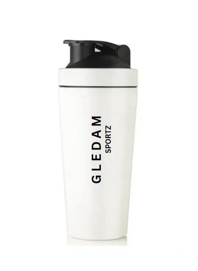GLEDAM GLEDAM Stainless Steel Gym Shaker Bottle I Protein Shaker 100% Leakproof Guarantee Protein Shaker Sipper Bottle I Pre-Workout Steel Shaker I Gym Shaker: 750 ml (WHITE) - Image 1