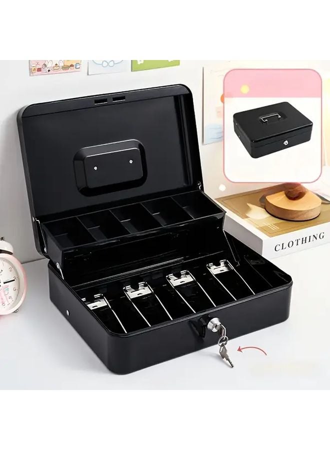 Small Black Home Office Safe Box with Key Lock for Valuables Storage - Image 5