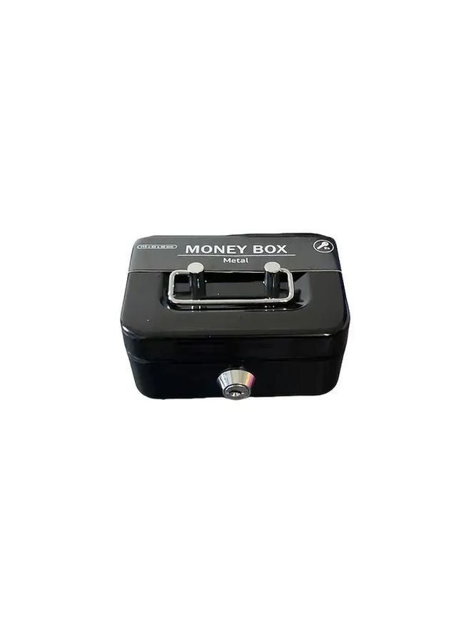 Small Black Home Office Safe Box with Key Lock for Valuables Storage - Image 1
