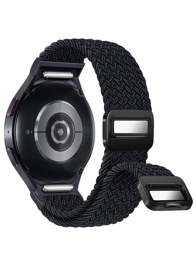 BandRain One Click No Gap Magnetic Braided Bands Compatible with Samsung Galaxy Watch 6 4 5 Band 40mm 44mm/Watch 6 4 Classic 47mm 43mm 42mm 46mm/Watch 5 Pro 45mm, 20mm Elastic Nylon Sport Strap for Men Women - Image 1
