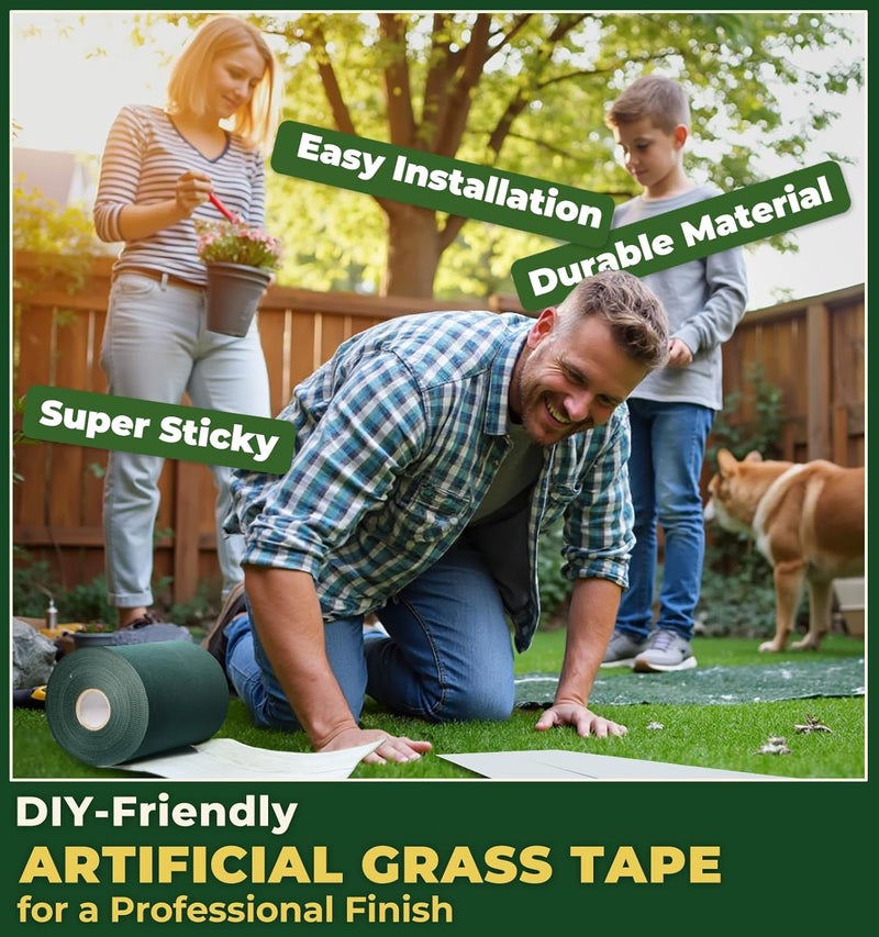 Linghou Double Sided Artificial Grass Tape 6" x 33' Glue Backed Self Adhesive Turf Tape for Synthetic Turf Installation on Concrete Tile Wood Floors Indoor Outdoor Hard Surfaces Durable - Image 5