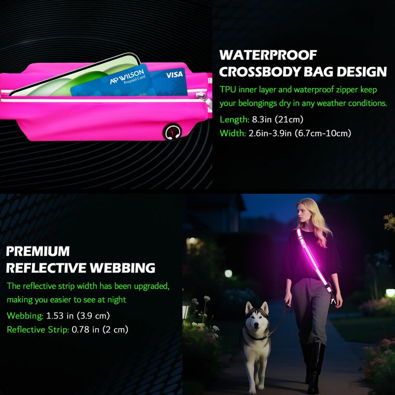 Hoeraonr LED Reflective Sash Gear for Walking at Night,Reflective Belt Safety Lights,Lights for Night Dog Walking,High Visibility Type-C Rechargeable Light Up Running Gear for Runners Walkers Men Women - Image 4