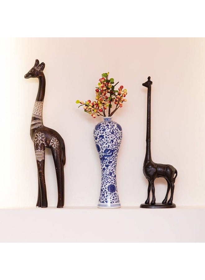 LANLONG 13" China Ceramic Vase Blue and White Porcelain Chinese Handmade Decorative Flower Vase for Living Room, Home Decor, Office, Table Centerpiece (lianhua) - Image 4