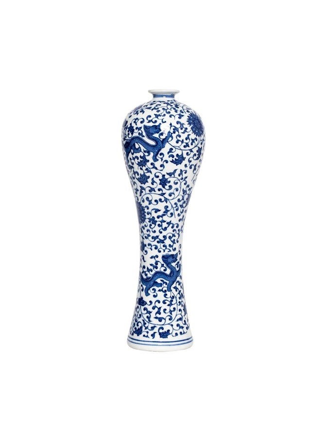 LANLONG 13" China Ceramic Vase Blue and White Porcelain Chinese Handmade Decorative Flower Vase for Living Room, Home Decor, Office, Table Centerpiece (lianhua) - Image 1