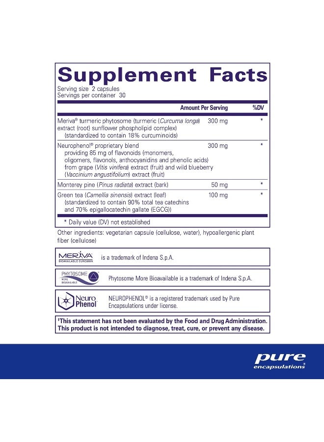 Pure Encapsulations كيركوماسورب مايند - مزيج مضاد للحساسية مع الكركمين والبوليفينولات لتعزيز المزاج والذاكرة والحدة العقلية - 60 كبسولة - Image 2