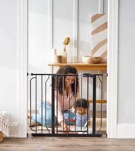 Regalo Easy Step 385Inch Wide Walk Thru Baby Gate Includes 6Inch Extension Kit Pressure Mount Kit Wall Cups Black