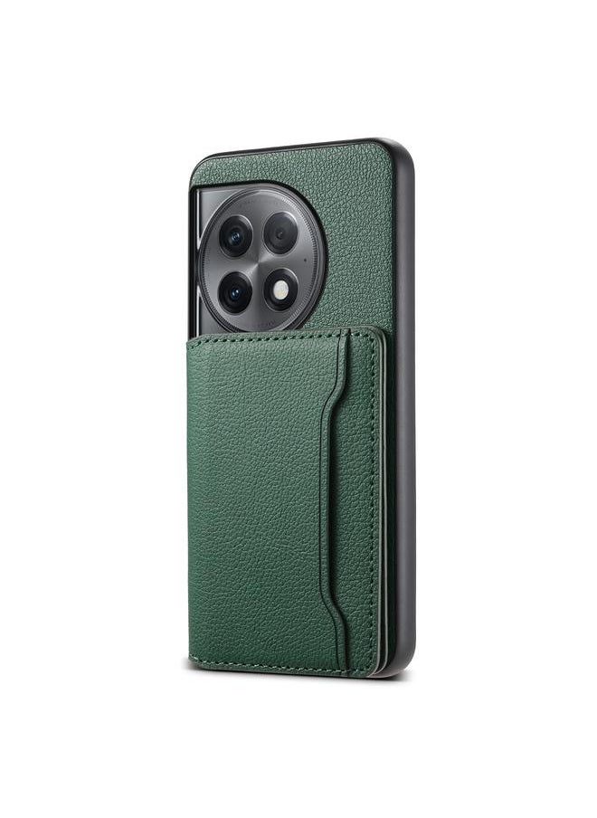 erorex - For OnePlus Ace 2 Pro Calf Texture Card Bag Design Full Coverage Phone Case(Green) - Image 1
