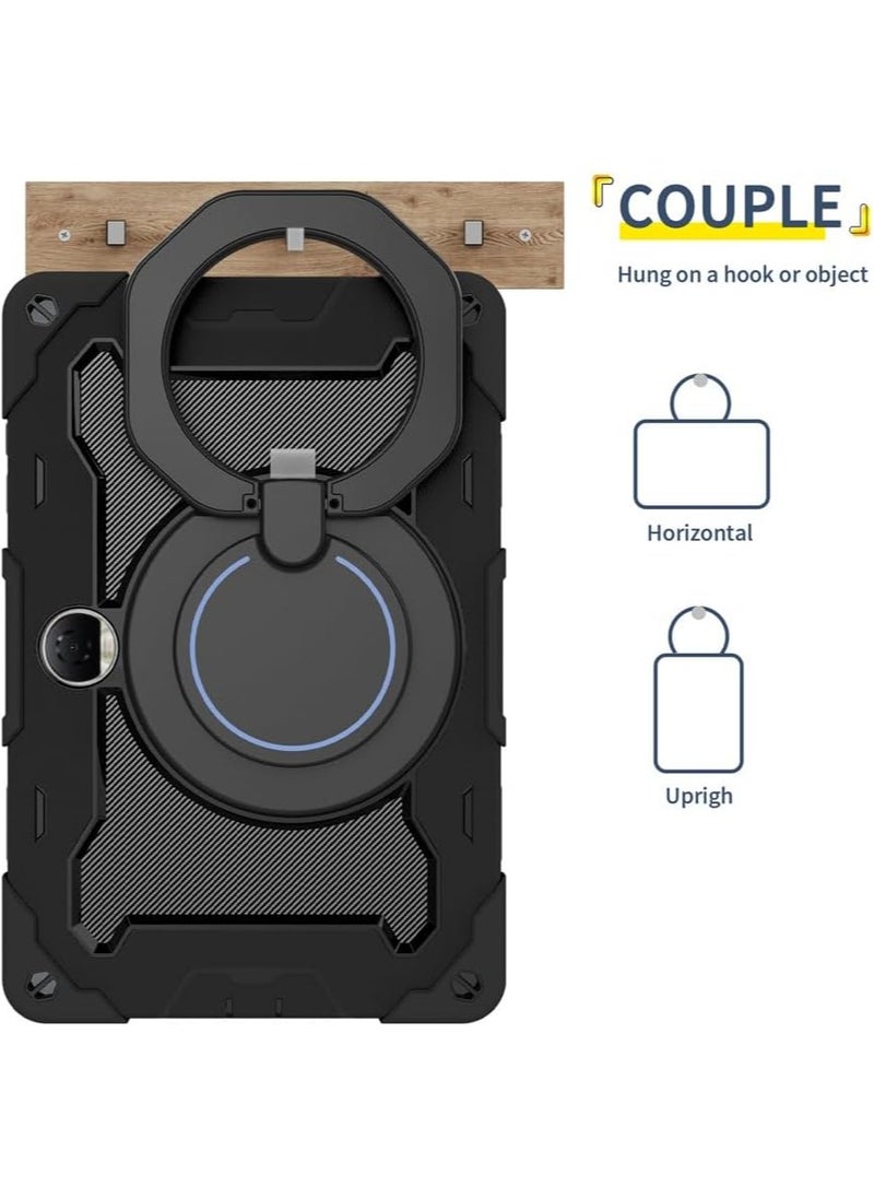 General - Case Compatible with Honor Pad 9 12.1 inch, Shockproof Case with Pencil Holder, Rotating Large Ring Hanging Kickstand for Kids, Multi-Angle Bracket Cover for Honor Pad 9 - Image 1