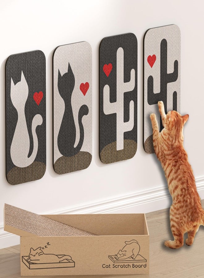 Megidok Cat Scratcher Art,5 Pack Cat Wall Mounted Scratcher,Cute Scratch Pad for Cats Nail File,Couch Protector Scratching Posts for Indoor Cats Adults Cat+Cacti - Image 1