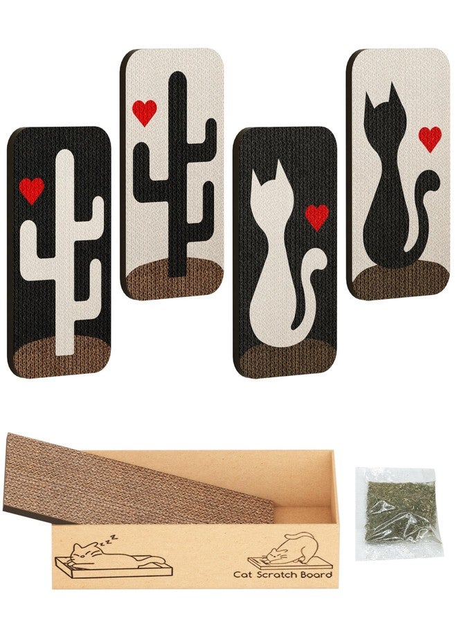 Megidok Cat Scratcher Art,5 Pack Cat Wall Mounted Scratcher,Cute Scratch Pad for Cats Nail File,Couch Protector Scratching Posts for Indoor Cats Adults Cat+Cacti - Image 2