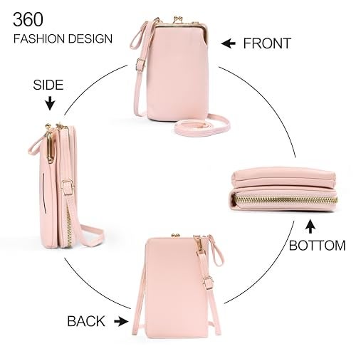 ketmart Crossbody Cellphone Purse Small Phone Wallet for Women Cute Cross Body Bag with Side Zipper Pocket(Color_Pink) - Image 5