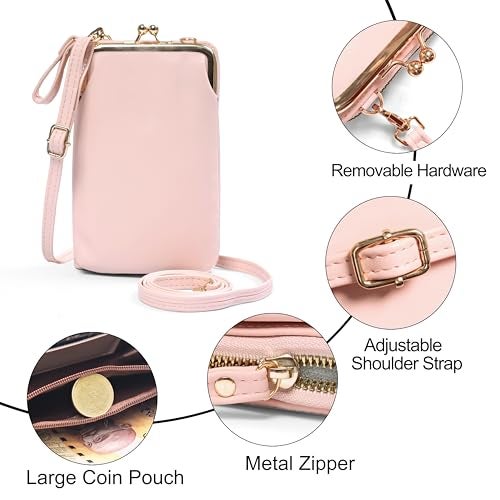 ketmart Crossbody Cellphone Purse Small Phone Wallet for Women Cute Cross Body Bag with Side Zipper Pocket(Color_Pink) - Image 3