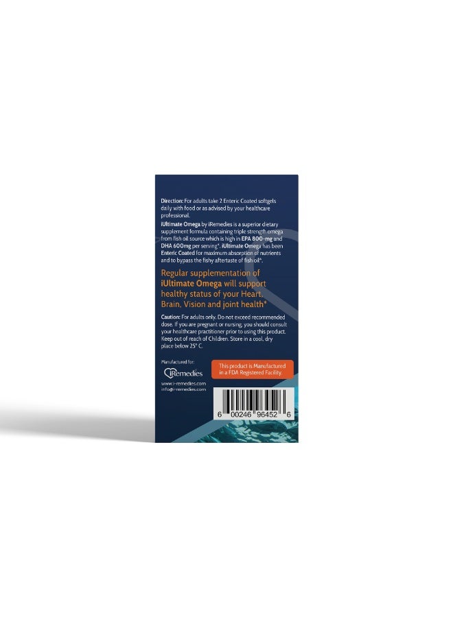 iRemedies iUltimate Omega 60's – High-Potency Omega-3 Fish Oil for Heart, Brain, and Joint Health – 60 Softgels - Image 5