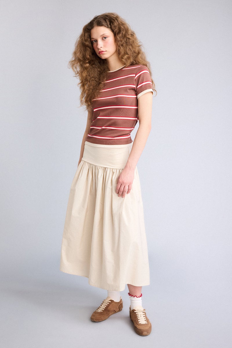 ديفاكتو جيبة ميدي بوبلين بقصة A بخصر عالي - Image 2