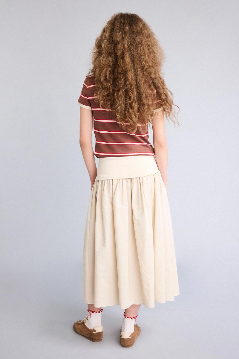 ديفاكتو جيبة ميدي بوبلين بقصة A بخصر عالي - Image 5