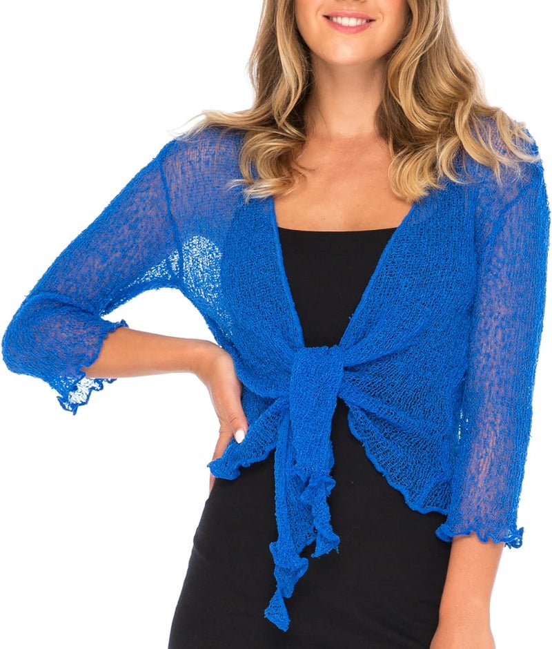 Back From Bali Womens Sheer Shrug Cardigan Lightweight Knit - Image 1